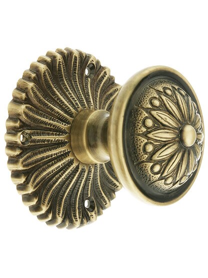 Hollywood Regency Door Set With Helios Knobs in Antique Brass.